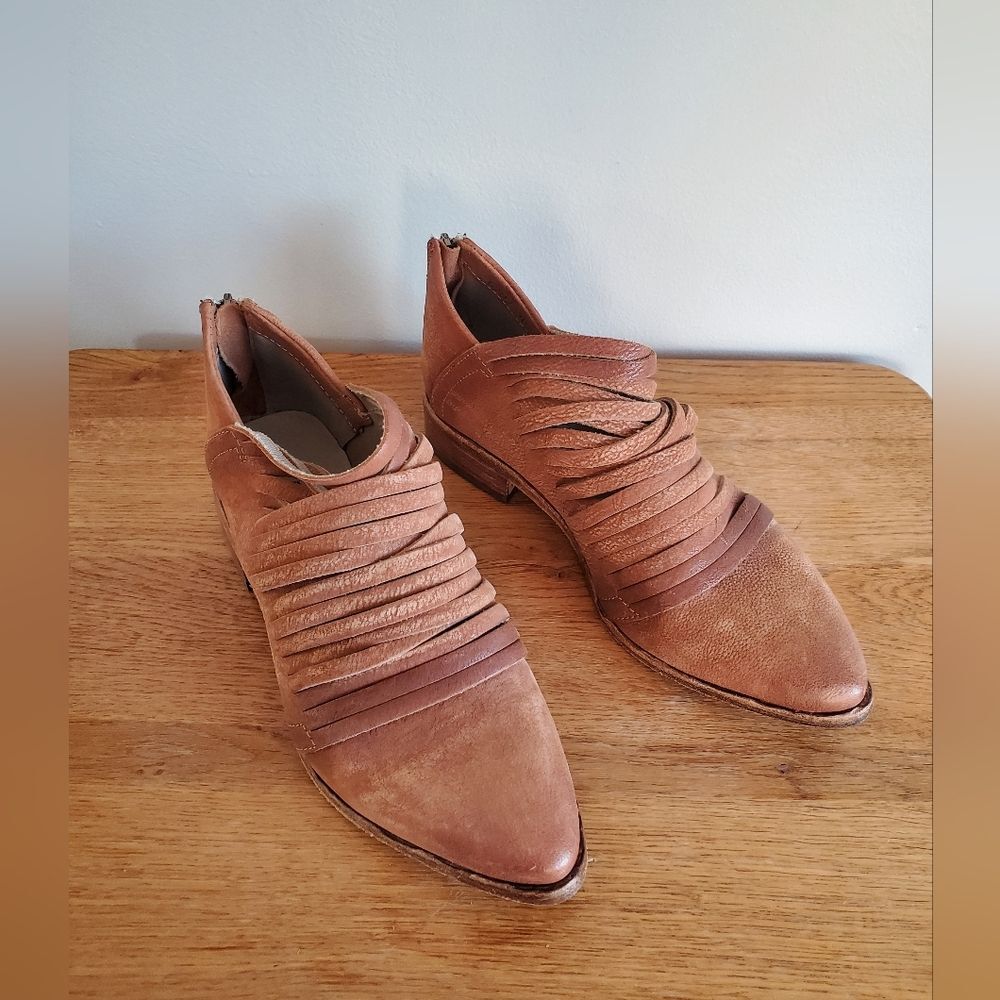 Free People Women's Tan Ankle Leather Shoes Womens Size 36
